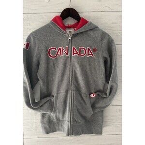 Vintage Hudson Bay NWT Canadian Olympic Canada Zip Up Hoodie Gray Youth Girls 14